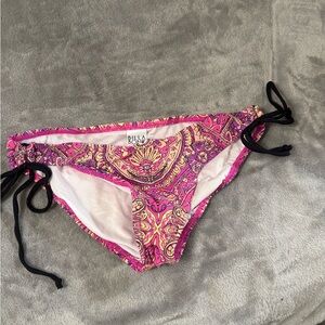 BILLABONG PINK PATTERN TIE BIKINI BOTTOMS SWIMWEAR